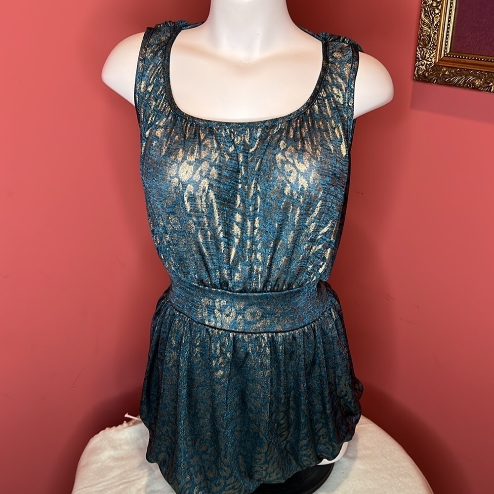 FOREVER 21 Emerald Ruched Top Cheetah Print